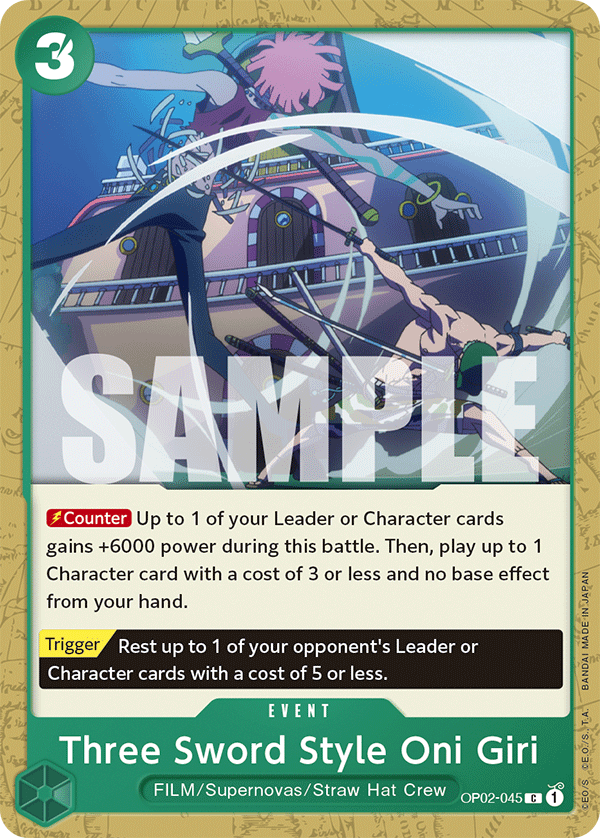 OP02-045 Three Sword Style Oni Giri